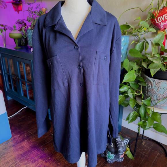 Villager Signature Dark Blue Button Down Shirt - Size 1X - Picture 1 of 6